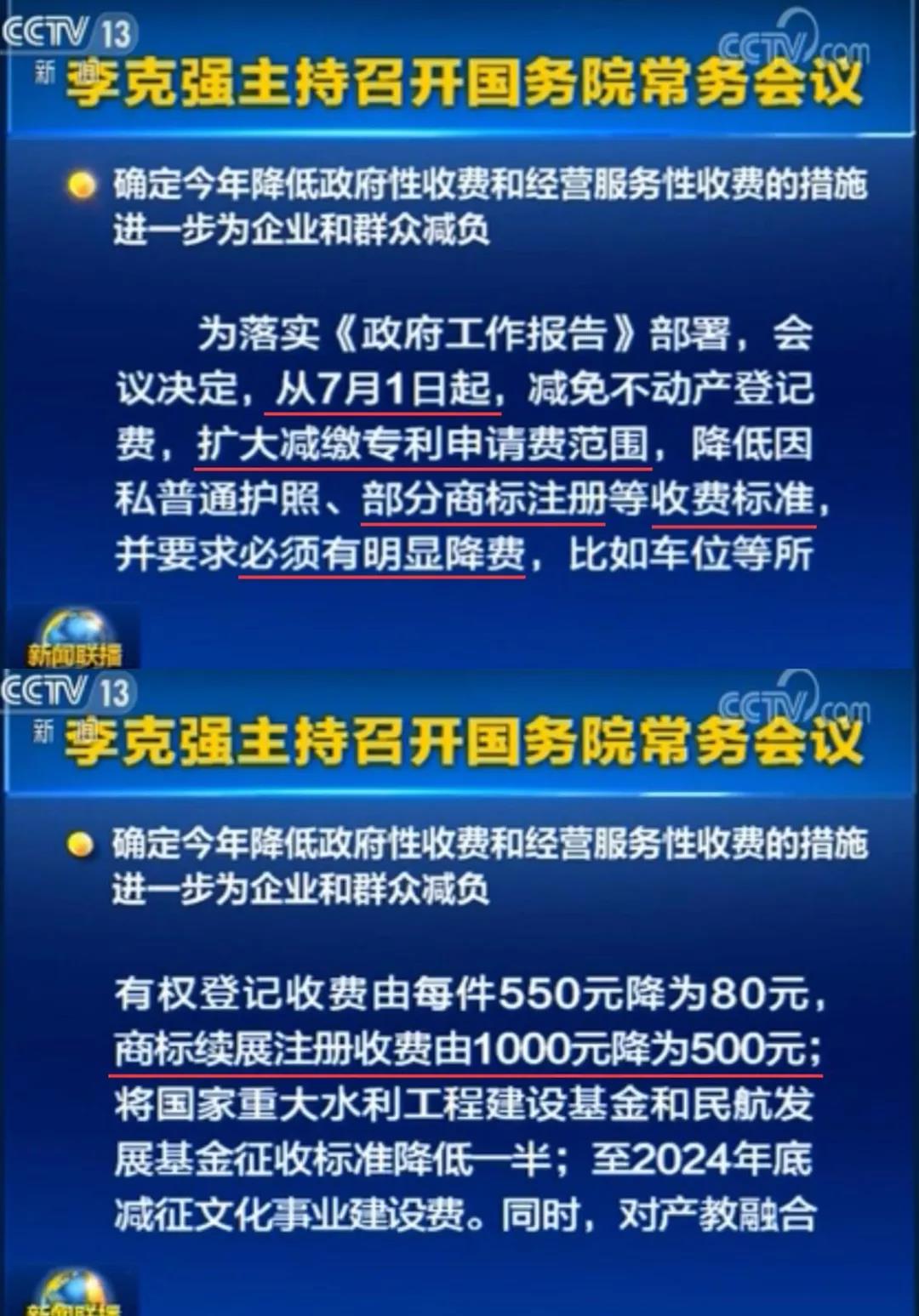 商標(biāo)續(xù)展官費(fèi)降價(jià)啦，1000元降為500元！擴(kuò)大減繳專(zhuān)利申請(qǐng)費(fèi)、年費(fèi)等的范圍，2019年7月1日起實(shí)施